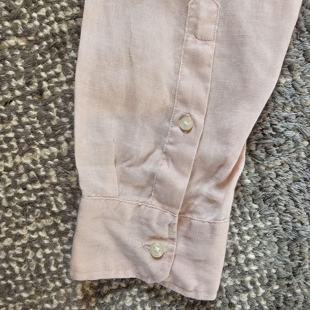 Vince. 100% Linen Long Sleeve Button Up Shirt Peach Mens Medium - Picture 4 of 9